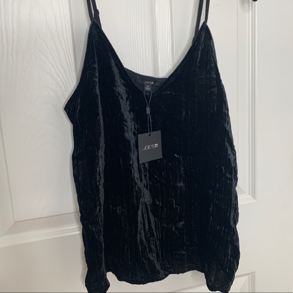 Joe’s Jeans Black Velvet Spaghetti Strap V-Neck Camisole/Tank Top - Picture 2 of 7